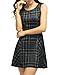 Allegra K Women's Round Neck Sleeveless Plaids Mini A Line Dress XL Blue