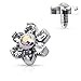 West Coast Jewelry {Clear}Prong Set Crystal Flower 316L Surgical Steel Internally Threaded Dermal Anchor Top (Sold Ind.)-5mm