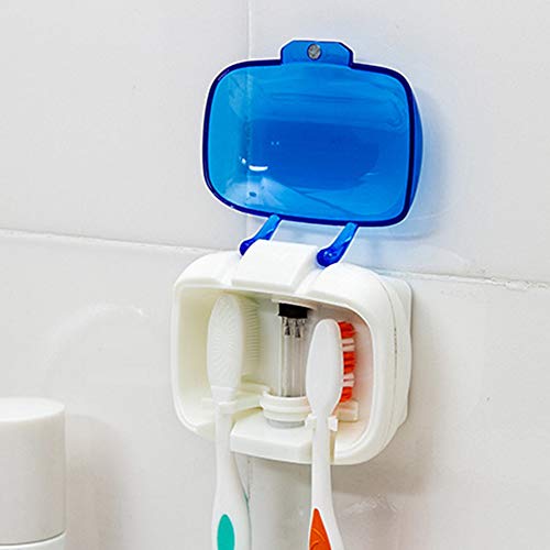 INLAR Wall Mounted Toothbrush Holder with Sanitizer UV Light,Baterial Cleaner,Toothbrush Holder Baterry-Operated for Family, Kids, Electric Toothbrush(Blue)