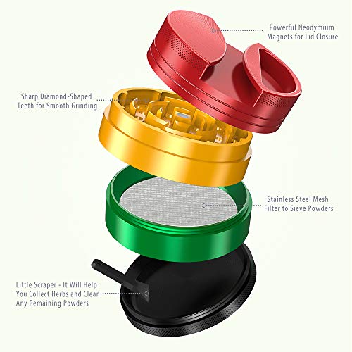 iRainy [Large 3 Inches] Spice Herb Grinder with Pollen Catcher, 4