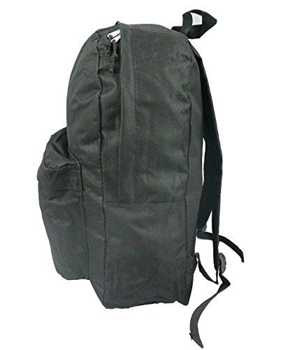 Classic Bookbag Basic Backpack Simple School Book Bag Casual Student Daily Daypack 18 Inch with Curved Shoulder Straps Black
