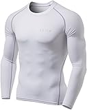 TM-YUD34-WHT_Medium Tesla Men's Thermal Wintergear Compression Baselayer Long Sleeve Top YUD34
