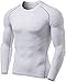TSLA Men's Thermal Wintergear Compression Baselayer Long Sleeve Top, Thermal Athletic(yud34) - White, Medium