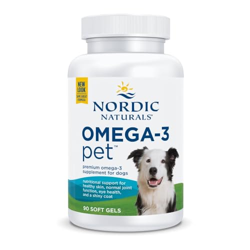 NORDIC NATURALS OMEGA-3 PET, UNFLAVORED – 90 SOFT GELS – 330 MG OMEGA-3 PER SOFT GEL – FISH OIL FOR DOGS WITH EPA & DHA – PROMOTES HEART, SKIN, COAT, & IMMUNE HEALTH