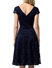 AONOUR Vestido de dama de honor de encaje floral vintage, manga 3 4, vestido de fiesta de boda