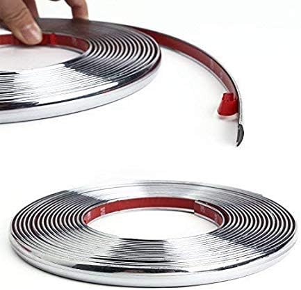 CaRSun Chrome Contour - Chrome Moulding 10 mm x 6 m Universal Car Flexible Edge Protection Rods Tape Adhesive Decoration Chrome Edges Decorative Strip Chrome