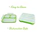 MUNCHBOX Bento Lunch Box - Sleek Edition (Green) Ultra-Slim Tray Leakproof 3-Compartment with Air Tight Seal Prevents from Mixing and Spilling - Microwavable Dishwasher Friendly For Kids & Adults.