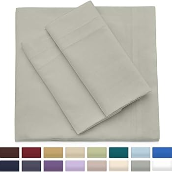 Cosy House Collection Premium Bamboo Sheets - Deep Pocket Bed Sheet Set - Ultra Soft & Cool Breathable Bedding - Hypoallergenic Blend from Natural Bamboo Fiber - 4 Piece - Cal King, Light Grey