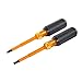 Klein Tools 33532-INS Electrical Insulated Screwdriver Set of 2, 4-Inch Phillips andCabinet Set, Made in USA primary