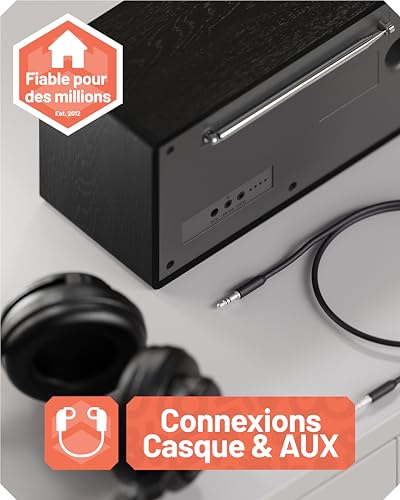 OAKCASTLE IR200 Mini WiFi Internet Radio, Dab+ & FM Radio, Bluetooth 5.3 | DAB Plus Radio, 90+ Presets | Headphones & AUX Connectivity | Podcasts | Remote Control, Equalizer, Light Weight