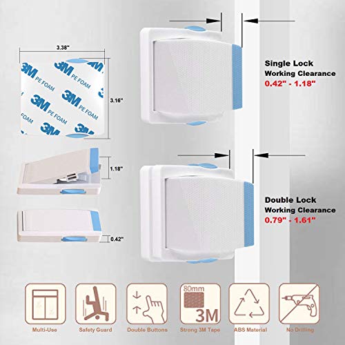 cerradura para niños con puerta corrediza de vidrio - okefan - paquete de 4 cerraduras para ventanas corredizas de seguridad para bebés para puertas de armario de patio a prueba de niños sin necesidad de herramientas de perforación 
