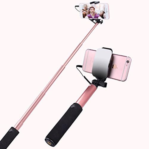 Selfie Stick, ARTMARK Extendable Compact Handheld Monopod with Mirror for High-Definition Rear Camera Shooting and Built-in Remote Shutter for iPhone Samsung All Cell Phones Mini Tablets (Rose Red)