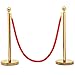 Yaheetech 6pcs Stainless Steel Stanchion Posts - 6.6FT Extended Red Velvet Rope Retractable Barriers Ropes Safety Barriers Set with Stable Base for Party Supplies Theater Hotels Clubs Museums, Gold