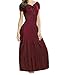 Meaneor Women Boho Cap Sleeve Smocked Waist Tiered Renaissance Party Maxi Dress
