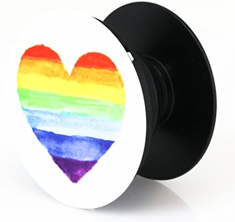 Expanding Stand And Grip Mount For Smartphones And Tablets Cell Phone Holder (Iphone 6 6s 7 7S, Samsung Galaxy, Tablets, Fire) Rainbow Watercolor Heart