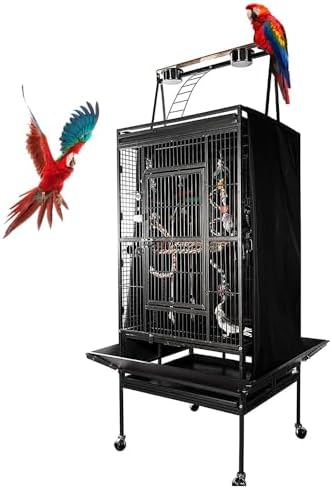 Ricjurzzty Large Bird Cage with Black Cover Bird Villa with Rolling ...