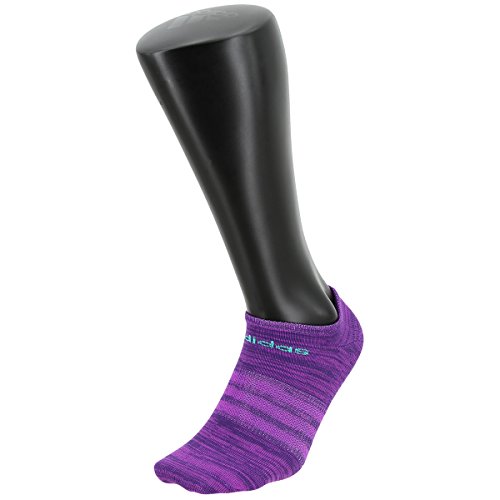 adidas Women's Superlite No Show Socks (6-Pack), Shock Purple/Space Dye/White/Shock Purple, Women's Sock size (5-10)