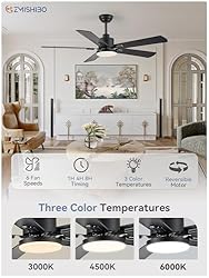 ZMISHIBO 2 Pack 52" Ceiling Fans with Lights, Black