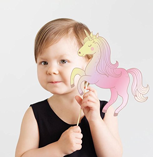 30PCS Unicorn Photo Booth Props - Rainbow Birthday Party Supplies Decorations