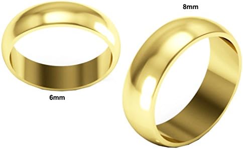 Stainless Steel Free Engraving-HIS &amp; HERS 8MM And 6MM Gold Plated Stainless Steel Wedding Band