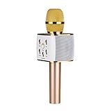 Wireless Karaoke Microphone, Portable Karaoke Machine for Kids with Bluetooth Speaker,USB-Stick Player, bluetooth wireless microphone for iPhone,Android, iPad ,TV(2018 UPDATED) (gold)