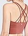 CRZ YOGA Strappy Sports Bras for Women Longline Wirefree Padded Medium Support Yoga Bra Top Red Bronzer Mthumb 4