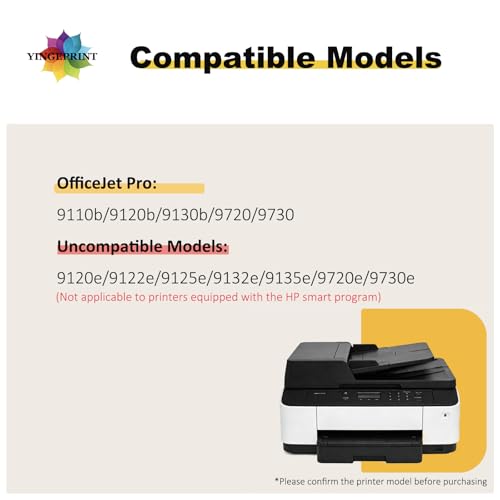 Compatible 938XL 938e 938 XL Ink Cartridges 4 Pack Black/Cyan/Yellow/Magenta Compatible with OfficeJet Pro 9110b / 9120b / 9130b / 9720/9730 Printer