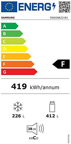 Samsung Refrigerador RS8000 RS6GN8221B1/EG lado a lado / 407L / 210L parte congelador / Negro / Conexión de agua fresca [Clase energética A++]