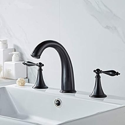 BDWS Cepillo del grifo del lavabo del baño grifo negro dorado