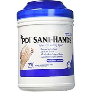 PDI Sani-Hands Antimicrobial Alcohol Gel Hand Wipes Canister 6″X7.5″ 220 Each/Canister