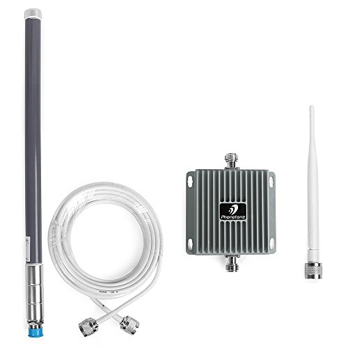 Mobile Signal Booster Cell Phone Repeater Phonetone Dual Band Amplifier for Home Or Office Cellular 65dB Gain GSM/3G 850MHz 1900MHz (with white whip)