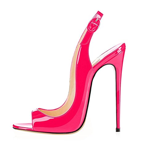 Women's Peep Toe Pumps High Heels Stilettos Heeled Sandals Ankle Strap Slingback Sandals