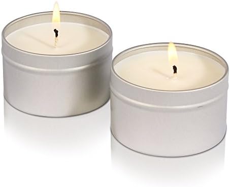 Travel Tin Candles - for Relaxation, Home and Office – Natural Non-GMO Soy - with Cotton Wick, Lavender and Vanilla Essential Oils – Handmade in USA – 2 Pack