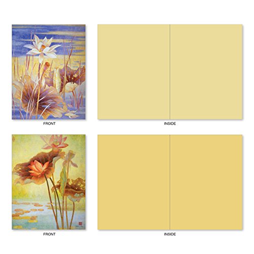 M6728OCB Floral Harmony: 10 Assorted Blank All-Occasion Note Cards Featuring Bright and Brilliantly Hued Floral Images, w/White Envelopes.