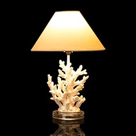 Glitzhome 19.29''H Coral Novelty Table Lamp-Farmhouse Marine Design with White T/C Shade Neutral Lampshade & Soft… 41TdJpvBXUL. SS280