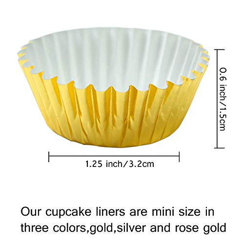 Elcoho 600 Pieces 1.25 Inch Mini Foil Metallic Cupcake Liners Muffin