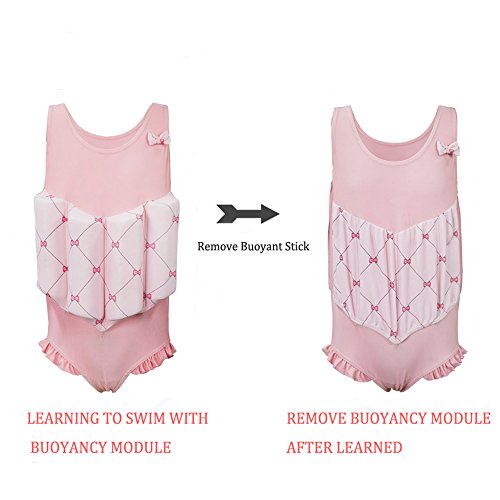 Kingswell Float Suit Toddler Swimsuit Kids Swim Training Aid Jacket Vest Suit with Removable Buoyancy Float for Toddler Girls