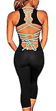 Sumtory Women's Sexy Lace up Bandage Back Jumpsuit Romper Sleeveless Playsuit