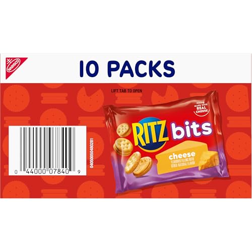 RITZ BITS CHEESE SANDWICH CRACKERS, LUNCH SNACKS, 10 SNACK PACKS