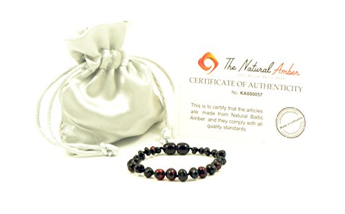 Baltic Amber Teething Bracelet Anklet Mixed with Semi Precious Stones  Hand-Made from Certified Natural Baltic Amber Beads inches (16cm),