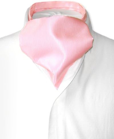Antonio Ricci ASCOT Solid PINK Ribbed Pattern Color Cravat Men's Neck Tie