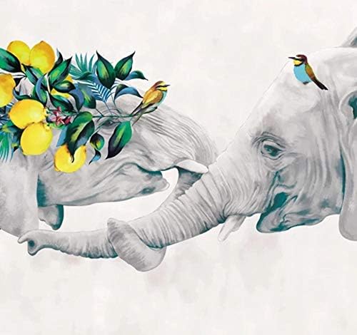 カスタム写真手描き象花鳥ポスターかわいい漫画子供部屋幼稚園の寝室の装飾壁紙壁画450x300cm 未使用品