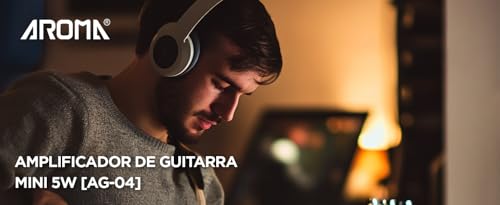 VEDO Amplificador de guitarra Aroma Mini de 5W, amplificador compacto para guitarra elétrica, ideal para prática, com Bluetooth e canais Clean e Overdrive. Portátil.