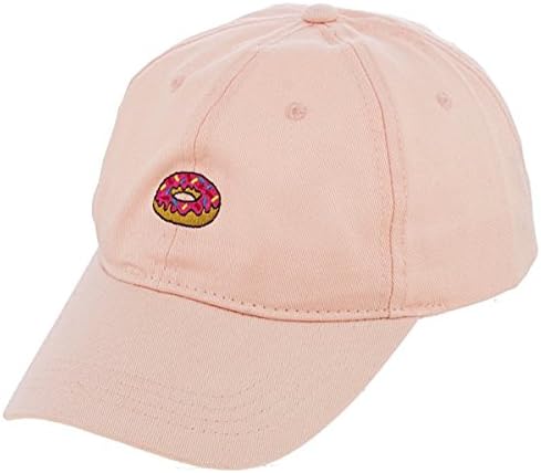 Sprinkled Donut Embroidered 7" Cap with Adjustable Velcro Back Closure (Pink)
