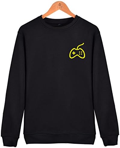 Whaizuh Men's Crew Neck Sweatshirt Game Handle Embroidery Pullover Sweater