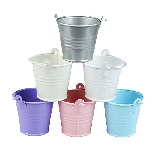 vLoveLife Metal Bucket Candy Box Storage Box Pail Tin Party Pail Containers Pots Wedding Gift Favors Souvenir , Pack of 6