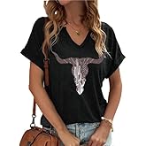 Cowgirl Outfits for Women V Neck Rodeo Western Shirts Cowboy Graphic Tees Country Music Nashville Tops
