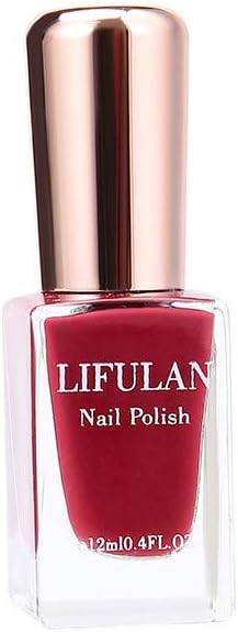 Qomomont 12Colors Non-Toxic Nail Polish Water-Based Material Nail Art Breathable Tearable Nail Polish Tasteless Non-stimul ating (E)