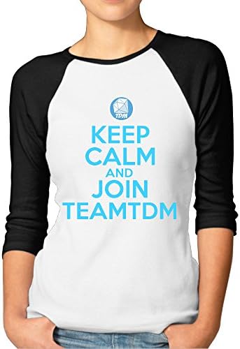 Adhra Lucky Women's Keep Clam And Join Dan Team TDM 3/4 Sleeve Baseball T Shirts/Short Sleeve/Top/Tee