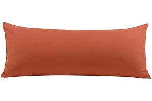 PiccoCasa Body Pillow Pillowcase with Zipper Closure, 110 GSM Brushed Microfiber Body Pillow Cover, Soft Long Pillow Cases for Body Pillows Body(20"x48") Deep Orange